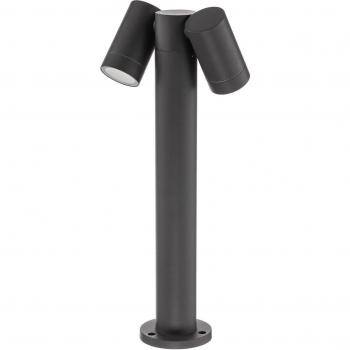 Baliza exterior Prios Tulimar, 2 luces, moderna, color negro, fabricada en aluminio, con 2 llamas GU10