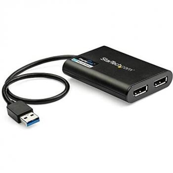 StarTech.com USB 3.0 to Dual DisplayPort Adapter 4K 60Hz, DisplayLink Certified, Video Converter with External Graphics Card - Mac & PC