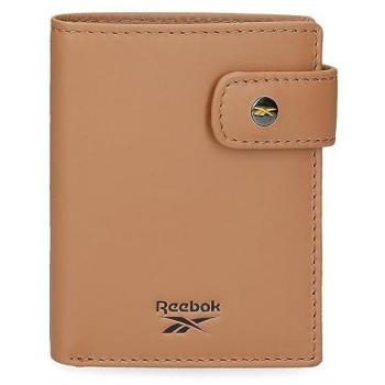 Reebok Cartera Switch Vertical de Piel Marrón con Cierre de Click, Dimensiones 8,5x10,5x1 cms