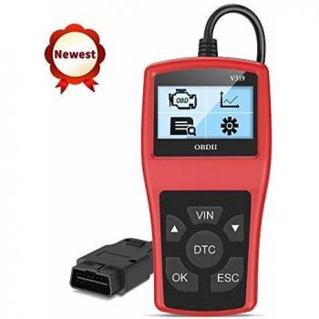 OBD 2 Diagnosticos Coche Portátil OBD II Auto Scanner Interfaz Estandar 16 Pines con Lectura y Borrado de Códigos de Error y Prueba de Batería para Automóviles Protocolos OBDII y Modos OBD2/EOBD/Can
