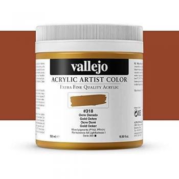 Vallejo : Artist Acrylic Paint : 500ml Pot : Gold Ochre