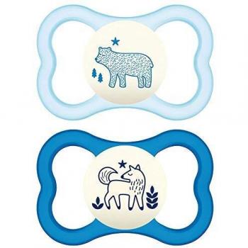 Chupete MAM Air Night Silicona 16+ Meses Doble Masculino - 2 Piezas Azzurro con Custodia