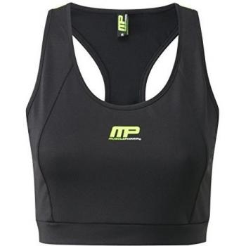 Musclepharm de Mujeres 430 Crop Top-Negro/Lima, Grande, L