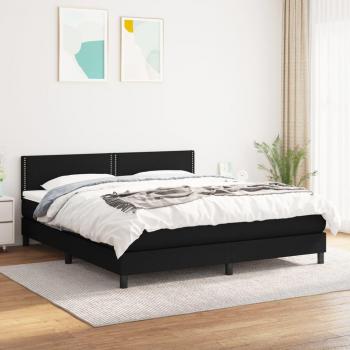 Cama box spring con colchón negro 180x200 cm en tela