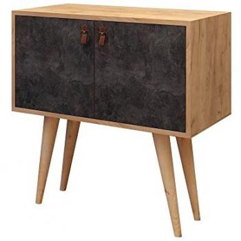 Consola de Aglomerado Rechapado en Melamina Color Roble Oscuro Concrete 100%