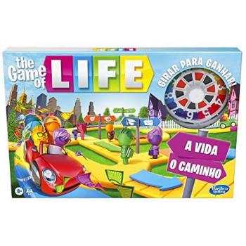 Juego de Mesa Hasbro The Game of Life - Versión Clásica en Portugués, para 2 a 4 jugadores, recomendado para niños a partir de 8 años, incluye clavijas de colores