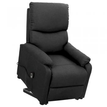 Sillón elevable reclinable de tela gris oscuro, ergonómico, ajustable con reposapiés para salón y oficina