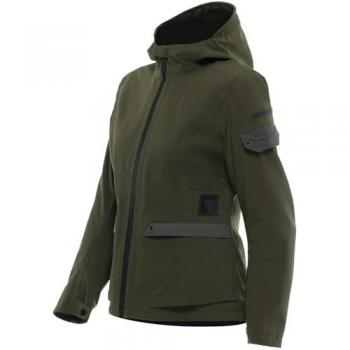 Chaqueta textil impermeable Dainese Centrale Absoluteshell Pro con capucha para damas - Verde (44)
