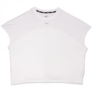 Camiseta Puma Cloudspun Mix para mujer, manga corta, color gris y blanco puro, talla M