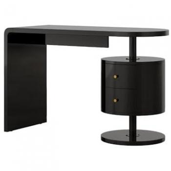 Escritorio Lara Vicco, Negro Brillo Intenso, 120 x 50 cm con 2 Cajones