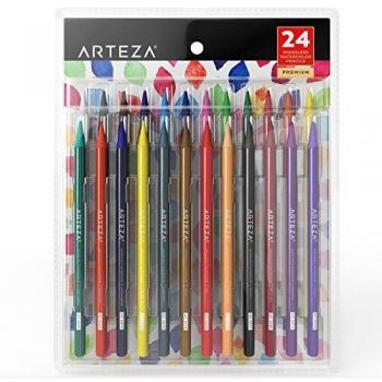 Arteza Juego de lápices sin madera para acuarela | Lápices de colores acuarelables | Set de 24 lapiceros ecológicos para pintar acuarelas