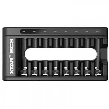 XTAR BC8 8-Slot Smart Battery Charger for AA/AAA Li-ion/NiMH 1.5V Rechargeable Batteries with QC3.0 Fast Charging