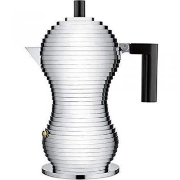 Alessi MDL02/3 B Pulcina Espresso coffee maker in cast aluminium. Handle and knob in PA, black, 3 Cups