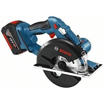 Bosch GKM 18 V-LI Professional - Sierra circular a batería, 2 baterías x 4.0 Ah, cargador rápido, hoja de sierra, tope paralelo, L-BOXX