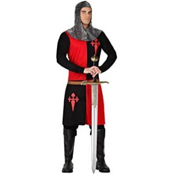 Disfraz Caballero Cruzadas Adulto Rojo Negro 2 Piezas XS/S
