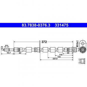 Tubo de freno ATE 83.7838-0376.3, Latiguillo de freno, Derecha