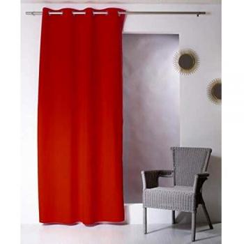 Cortina de Ojetes Color Roja 135x240cm 100% Algodón Certificado Oeko-TEX Efecto Bachette Colección Panamá
