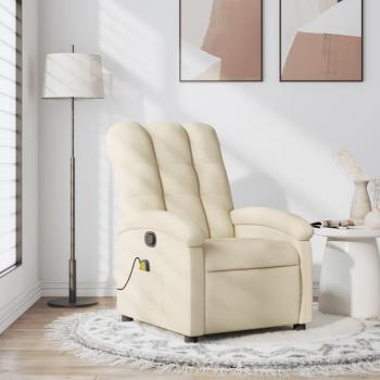 Sillón de Masaje Reclinable de Tela Crema