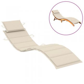 Cream Oxford Fabric Sun Lounger Cushion 186x58x3 cm