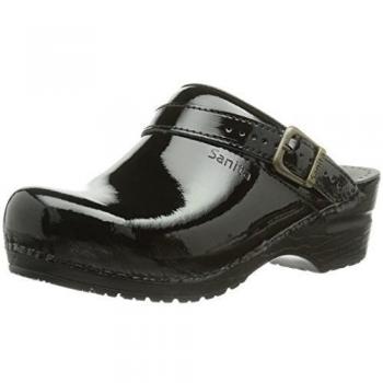 Sanita Freya | Zuecos Abiertos | Producto Artesanal Original para Mujer | Plantilla de Forma anatómica con Espuma Blanda | Correa de talón Ajustable | Negro | 40 EU