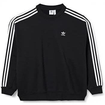 Adidas Women's Black XL Oversized Crewneck Sweatshirt with 3 Stripes