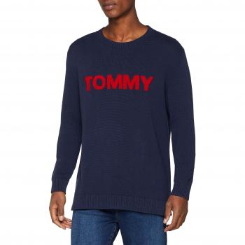 Tommy Jeans Hombre Bold Logo  suéter Manga Larga  Azul