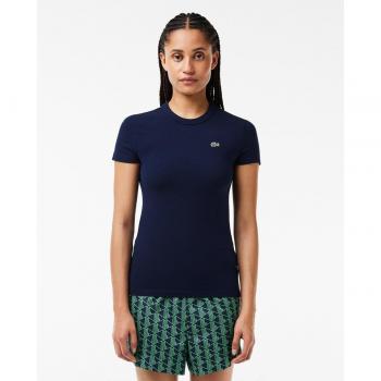Lacoste Camiseta Slim Fit de Punto de Elástico - Azul Oscuro