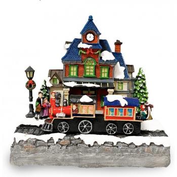 Carrusel estación de Navidad con Luces, Sonidos y Movimiento 24x15x26 cm