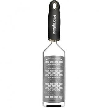 Rallador doble gourmet de acero inoxidable negro, 31.5x7.5x3 cm, con doble hoja gruesa y diseño ergonómico