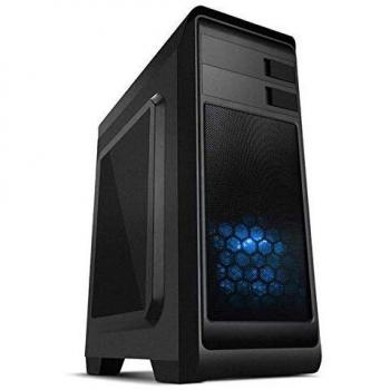 Nox Modus -NXMODUSB- Semitorre ATX y micro ATX, USB 3.0, ventana lateral transparente, incluye un ventilador 120mm LED azul, espacio para 3 discos duros y dos ventiladores, color negro