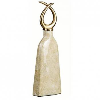 Jarrón de Cristal y Metal Dorado Blanco 10 x 10 x 53 cm