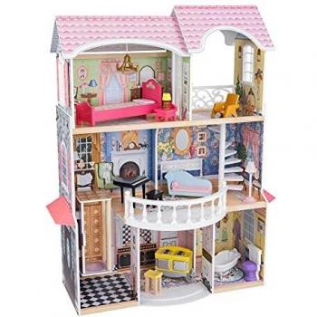 KidKraft- Magnolia Mansion Casa de muñecas de madera con muebles y accesorios incluidos, 3 pisos, para muñecas de 30 cm , Color Multicolor