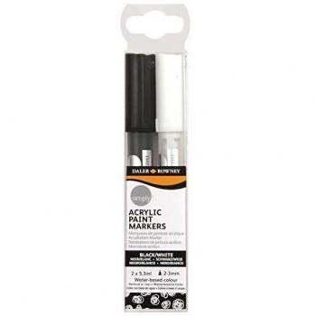 Daler Rowney Simply Pack De 2 Rotuladores Acrílicos - Negro y Blanco
