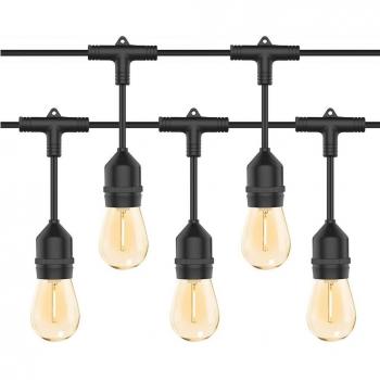 Cadena Luminosa LED 10m con 10 Bombillas Cálidas Exterior con Panel Solar