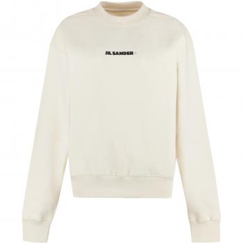 Jil Sander Women's Logo Detail Cotton Sweatshirt, Size Medium, Color 279, White