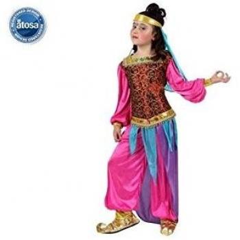 Disfraz de Princesa Árabe Infantil Talla 10-12 Años - Multicolor y Fucsia