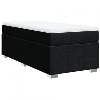 Bastidor de cama box spring con colchón de muelles en tela negra 90x190 cm