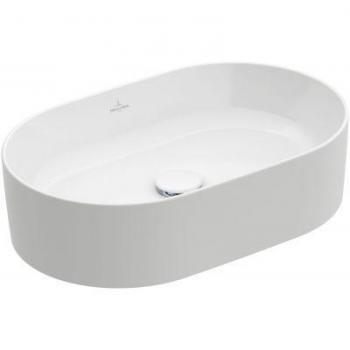 Lavabo sobre encimera Collaro 56x36 cm ovalado blanco CeramicPlus sin desagüe y sin orificio para grifo