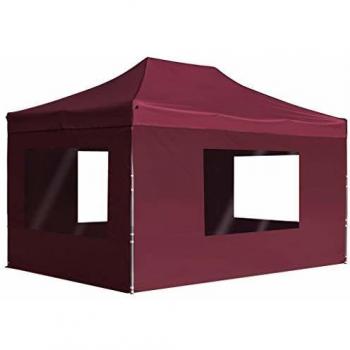 Gazebo profesional plegable de aluminio con paredes 4,5x3m color rojo