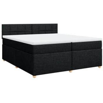Cama box spring con colchón de tela negro 200x200 cm