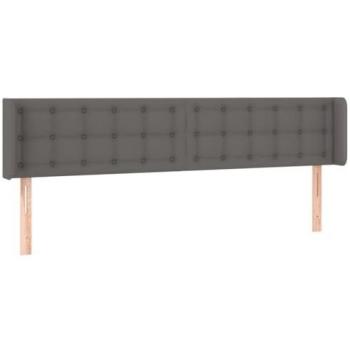 Cabecero con LED de cuero sintético gris, dimensiones 163x16x78/88 cm, tapizado, incluye luces LED, adecuado para cama de matrimonio