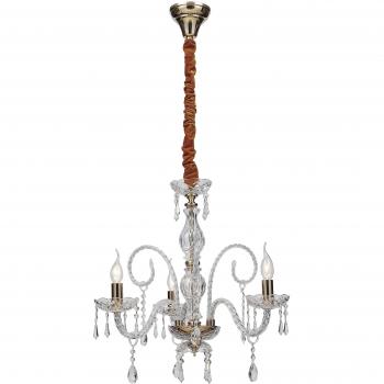 Candelabro Monalisa de cristal y oro, 3 luces, 53x70 cm
