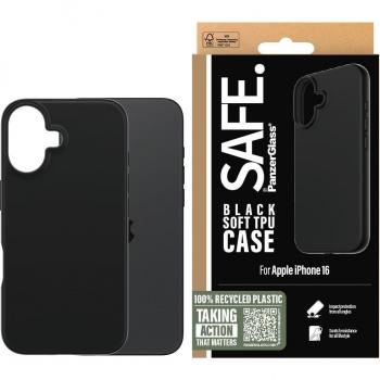 Funda TPU SAFE. by PanzerGlass para iPhone 16 - Color Negro, Protección Suave y Resistente