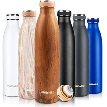 750ml Botella de Agua de Acero Inoxidable, Botella Termica con Doble Aislamiento para 12 Horas de Bebida Caliente y 24 Horas Sin BPA para Deporte, Oficina, Yoga, Ciclismo
