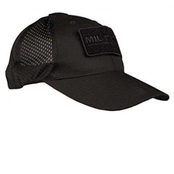 Gorra Táctica Ventilada de Béisbol con Inserto de Malla Negra, 83% Poliéster, 17% Algodón, Talla Única para Hombre
