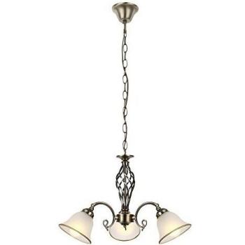 Lámpara colgante ODIN en latón envejecido, metal, diámetro 60 cm, E27, con pantallas de cristal satinado