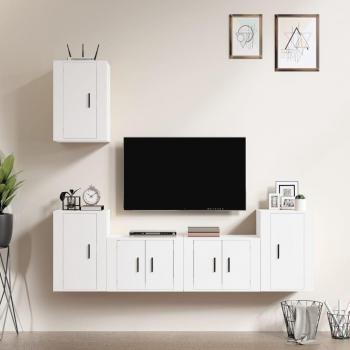 Set de muebles para TV 5 piezas madera contrachapada blanca