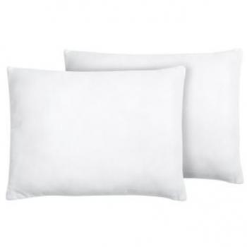 Set de 2 almohadas de microfibra blancas 50 x 60 cm suaves y de perfil bajo