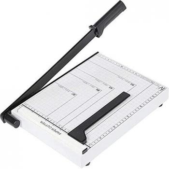 Voluker Guillotina papel A4,Base de Metal,Cortador de Papel,Puede cortando 10 hojas al mismo tiempo papel,Blanco