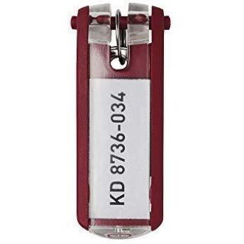 Llavero Durable Key Clip con etiqueta siempre visible en color rojo (paquete de 6 unidades)